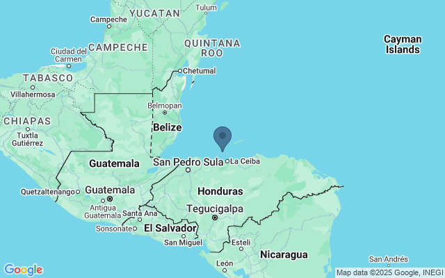 Kaart met locatie Duiken in Honduras